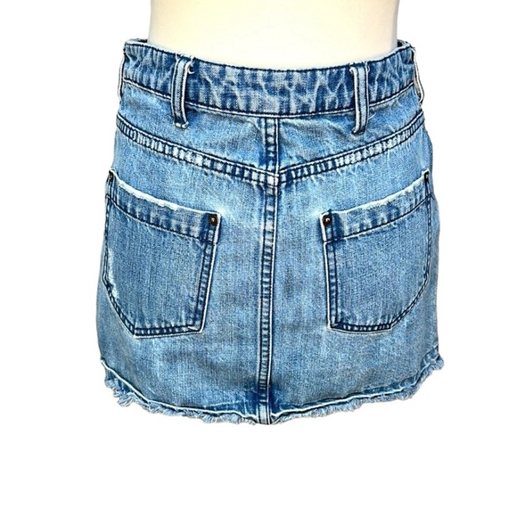 Free People Step Up Frayed Denim Skirt - Picture 4 of 5
